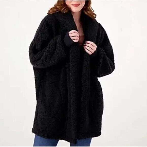 BumbleBella by Jill Martin Women's Size XXS Shawl Sherpa Cardigan Fits HUGE - Picture 1 of 10